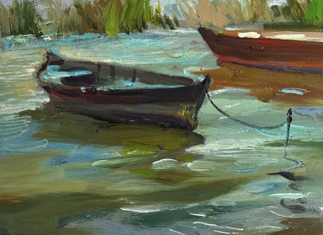 Oil painting Boats moored on the shore Yuriy Suprunchuk - 6