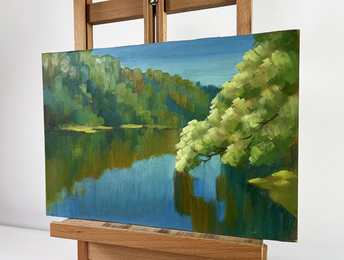 Oil painting Summer green forest Mykhailo Burdylo - 2