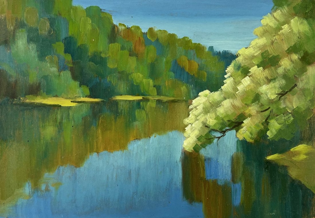 Oil painting Summer green forest Mykhailo Burdylo - 3