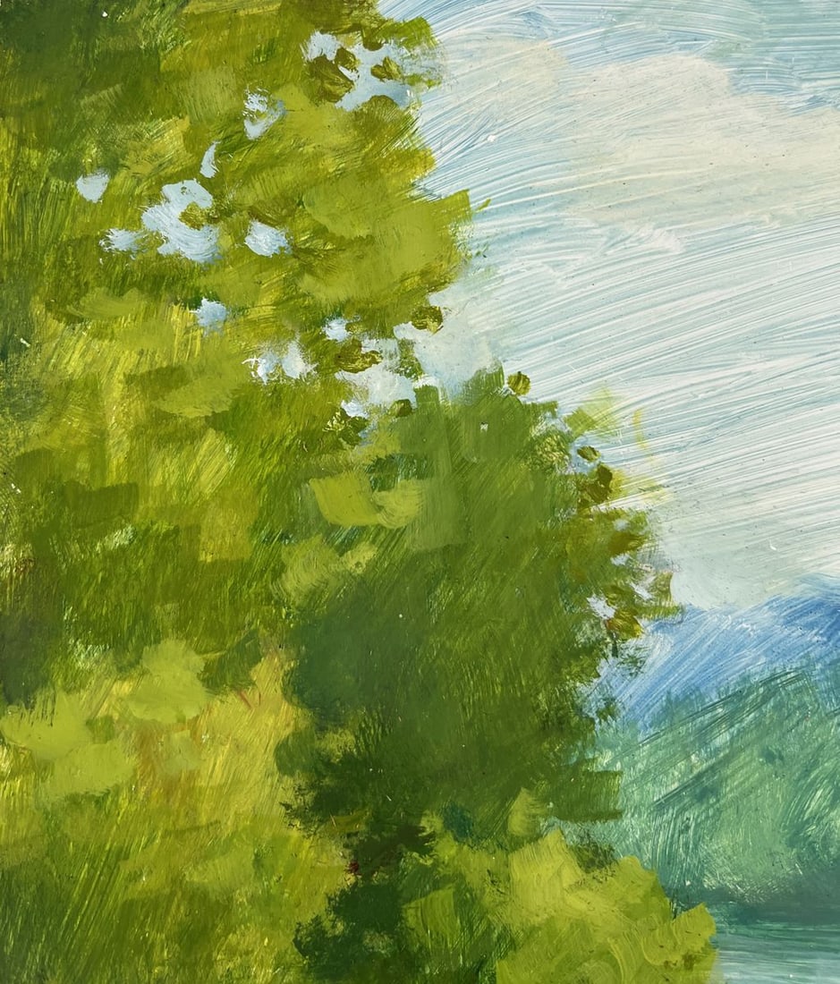 Oil painting Summer morning by the river Mykhailo Burdylo - 6