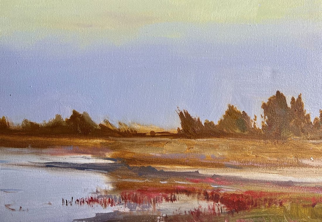 Oil painting Evening by the river Tatyana Derdey - 6