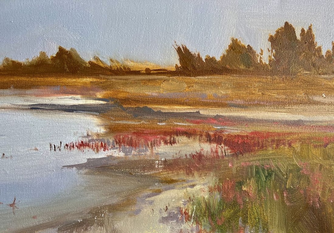 Oil painting Evening by the river Tatyana Derdey - 7