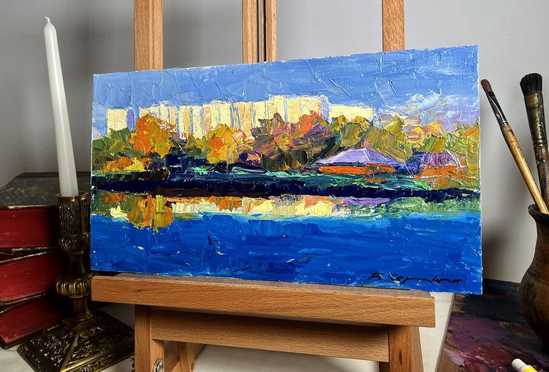 Oil painting Overlooking the city river Boris Serdyuk - 2