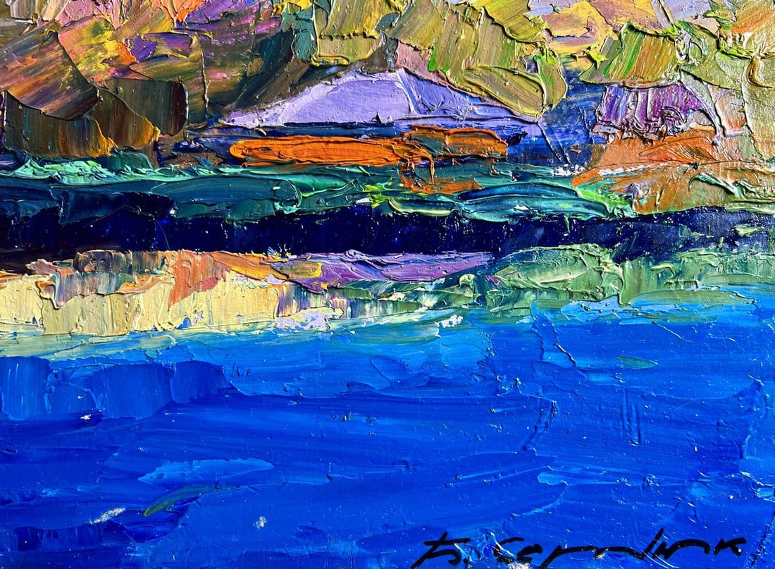 Oil painting Overlooking the city river Boris Serdyuk - 7