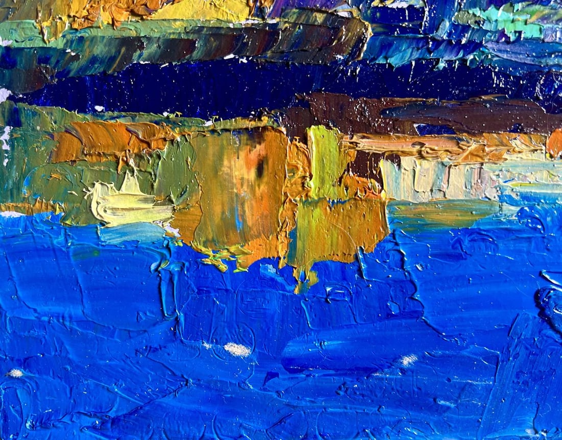 Oil painting Overlooking the city river Boris Serdyuk - 9