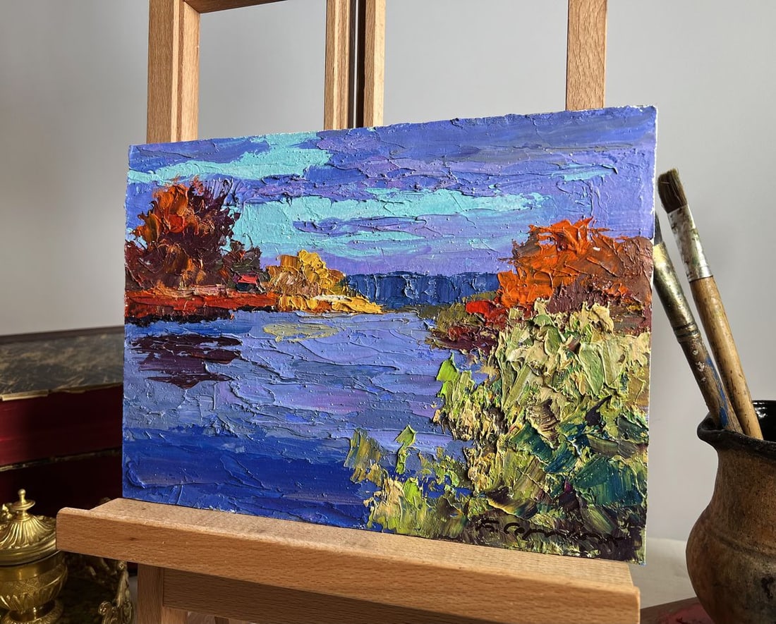 Oil painting Evening on the river Boris Serdyuk - 2