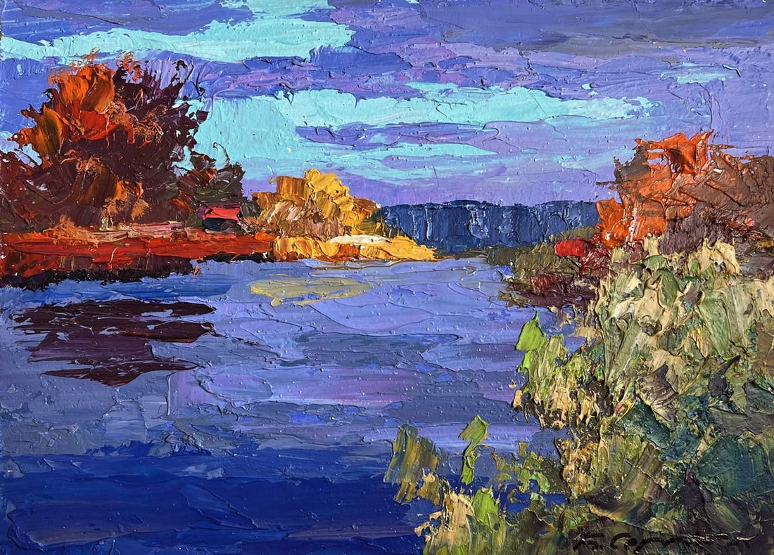 Oil painting Evening on the river Boris Serdyuk - 3