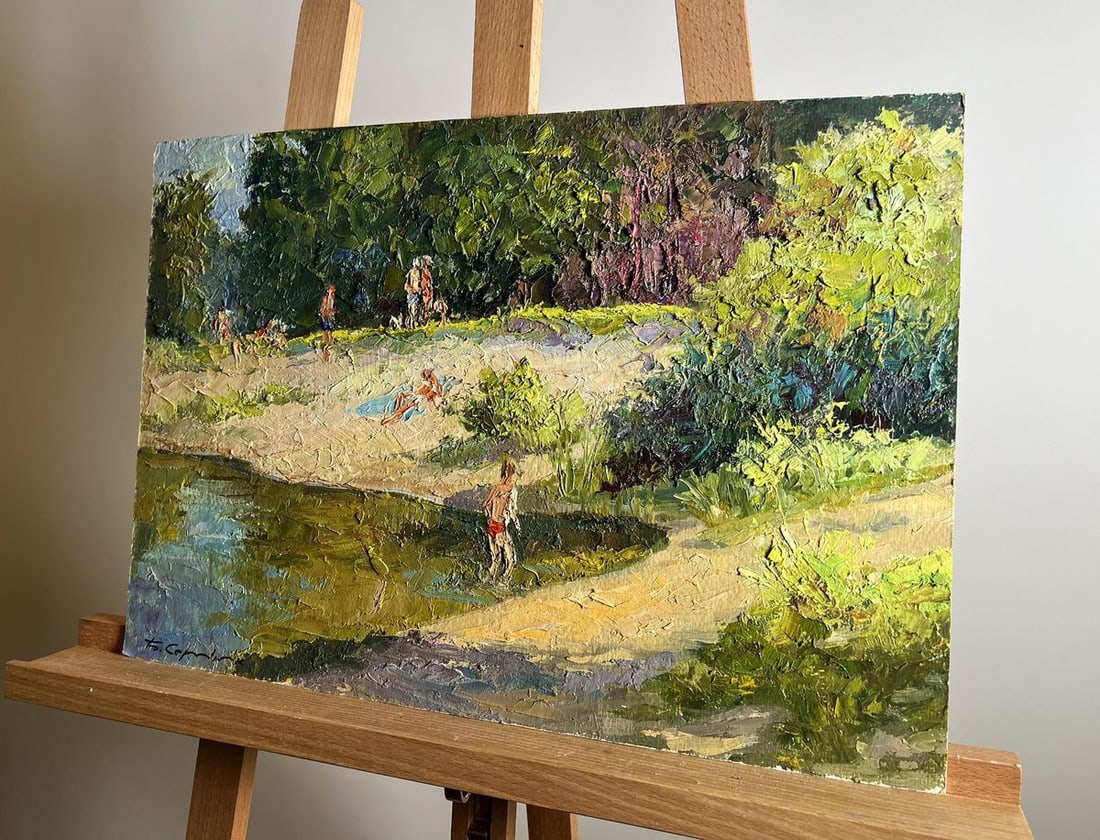 Oil painting Summer vacation on the river Boris Serdyuk - 2