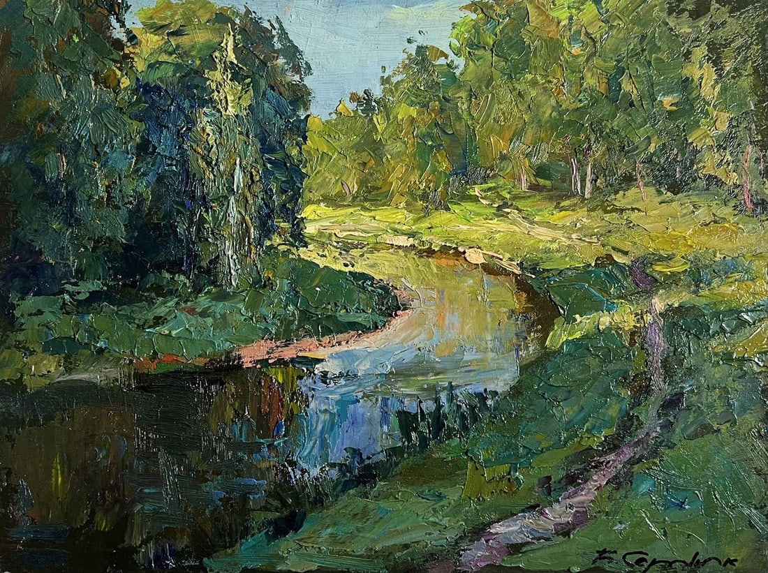 Oil painting Forest along the river Boris Serdyuk - 3