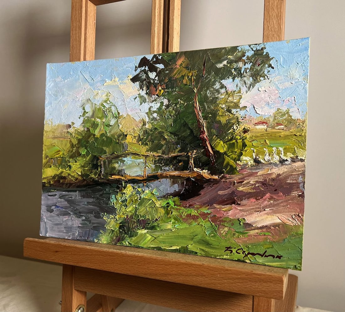 Oil painting Landscape with Geese Boris Serdyuk - 2