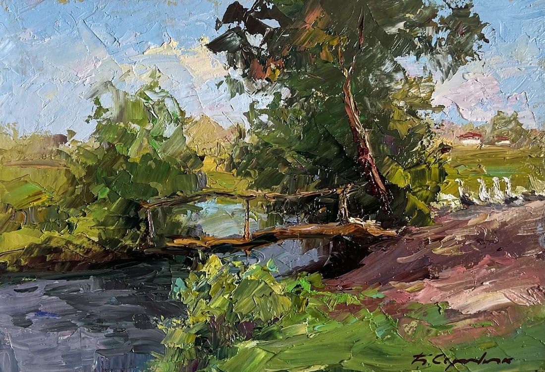 Oil painting Landscape with Geese Boris Serdyuk - 3