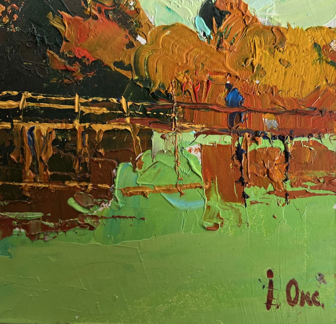 Oil painting Walking on the river bridge Oksana Kalenyuk - 9