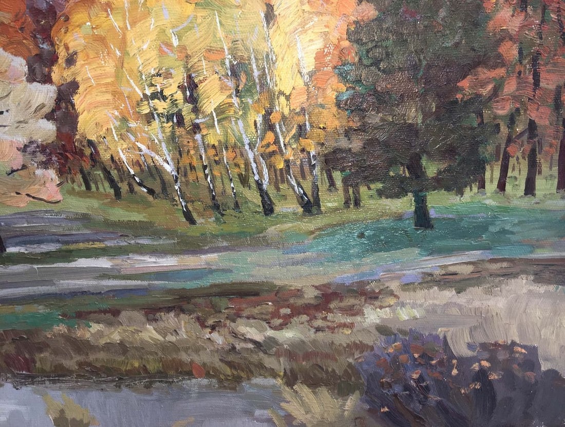 Autumn forest oil painting - 6