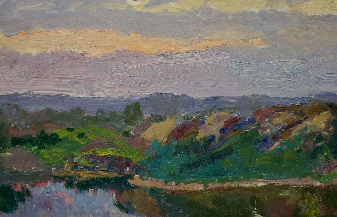 Oil painting Sunset by the river Kalatsyuk Yakov Alekseevich - 3