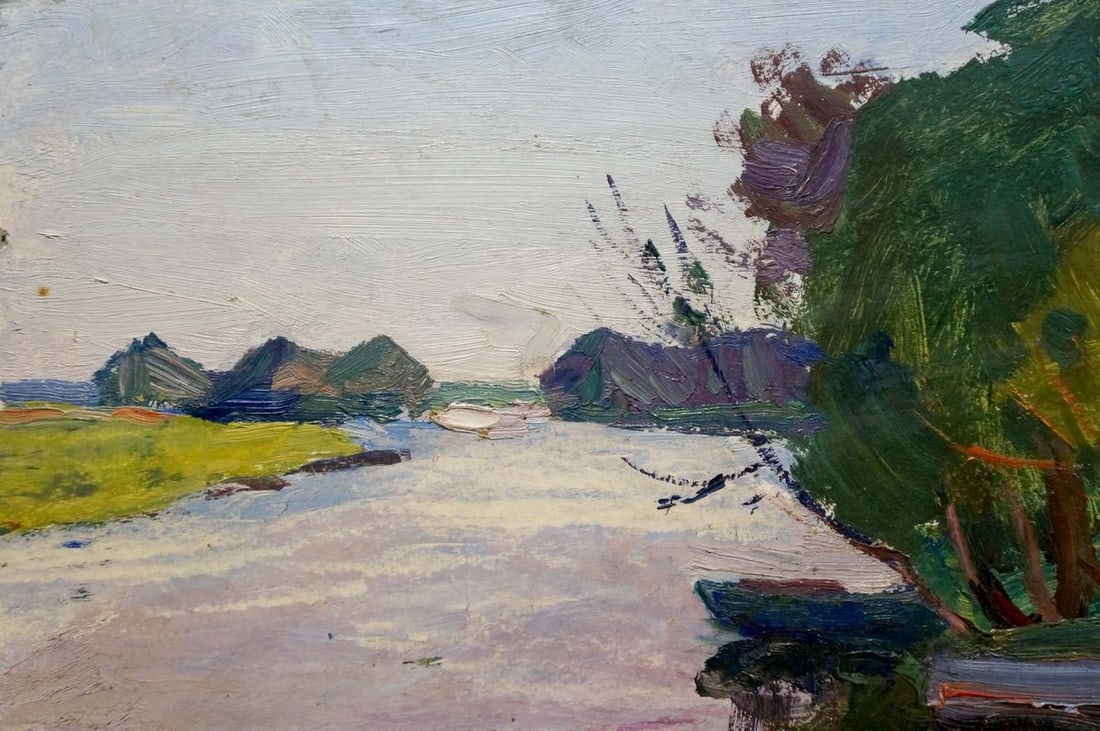 Oil painting Children at the pond Gantman Moses Faybovich - 3