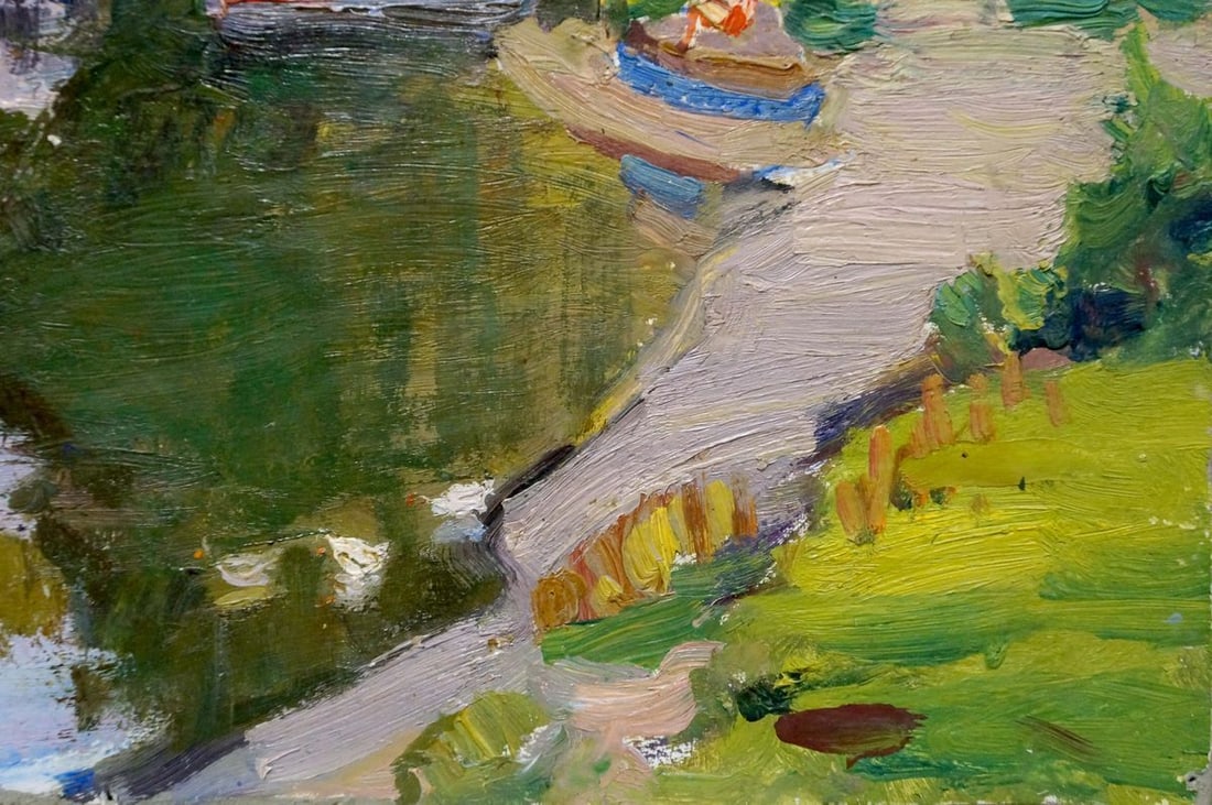 Oil painting Children at the pond Gantman Moses Faybovich - 5