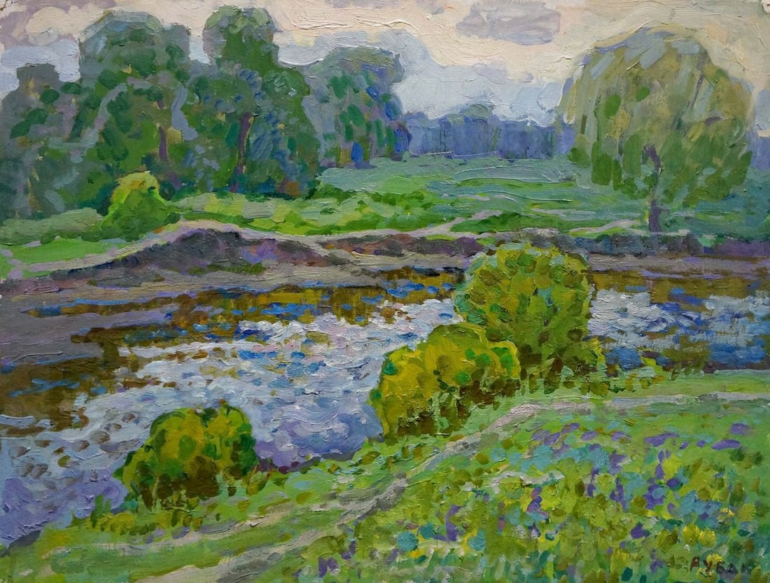 Oil painting In the summer by the river Ruban Grigory Savelievich (1 of 8)