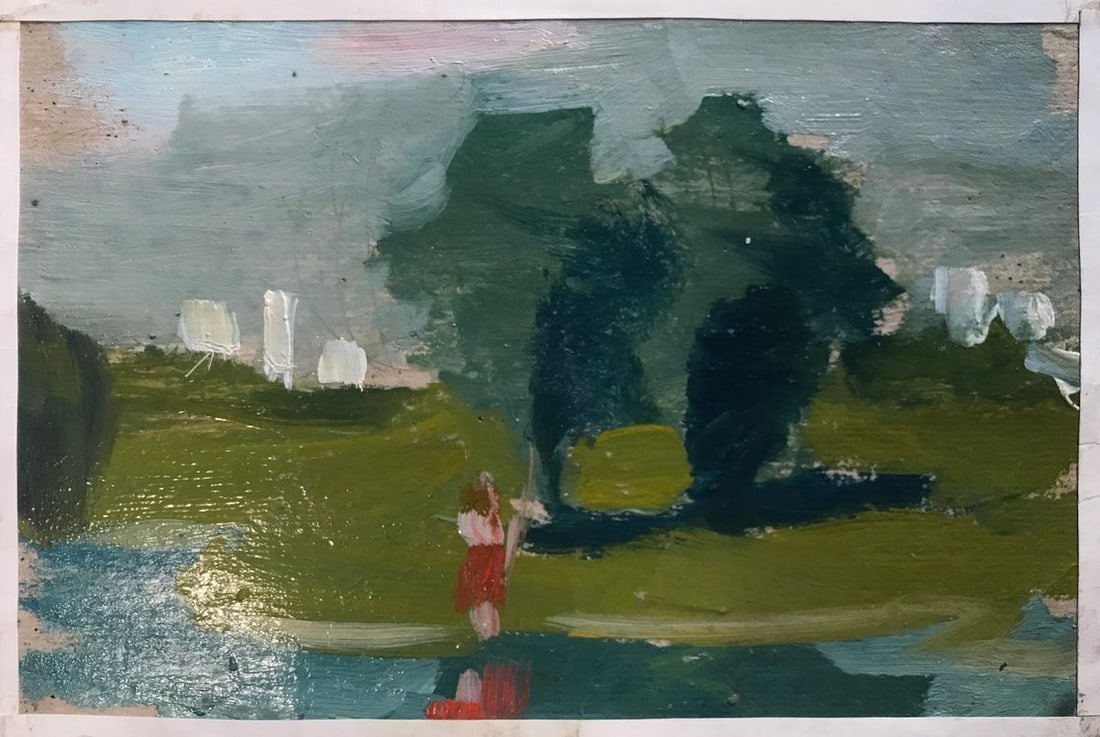 Oil painting Girl by the river Unknown artist (1 of 12)