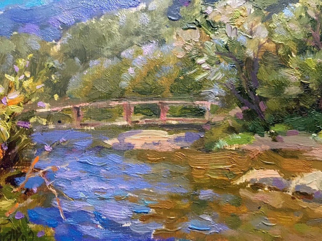 Oil painting Bridge over river Batrakov Vladimir Grigorievich - 4