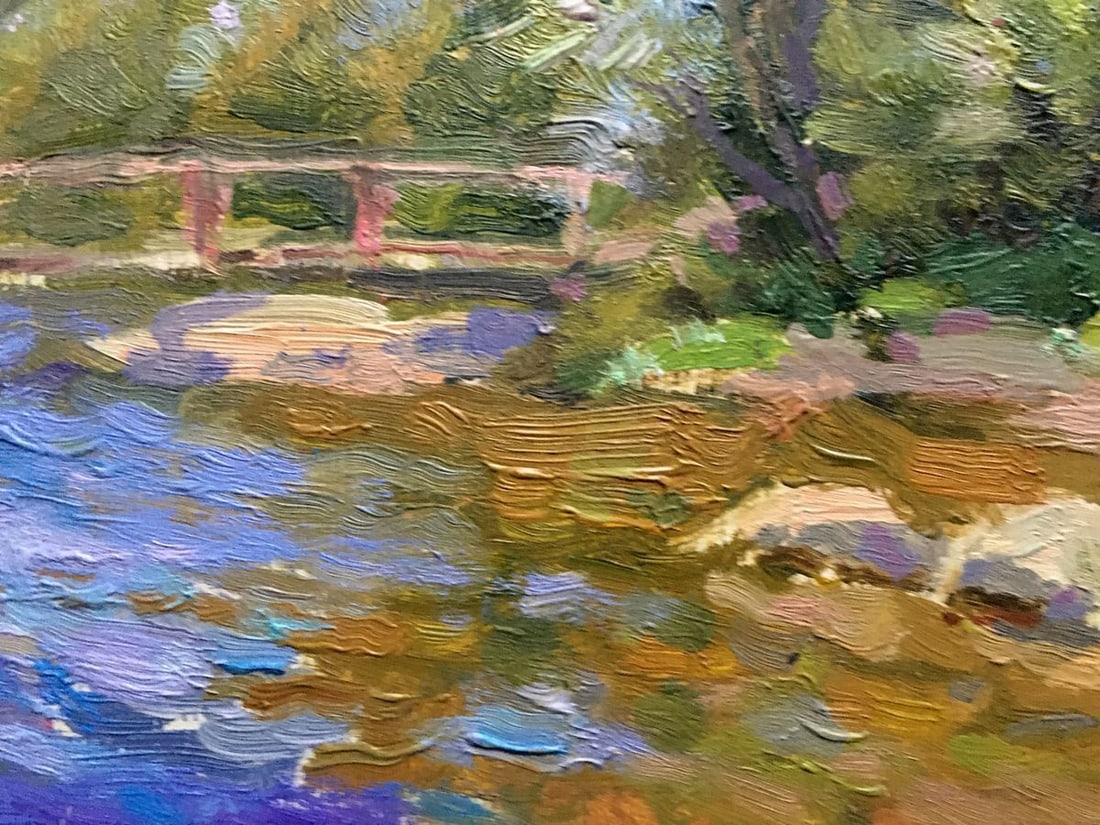 Oil painting Bridge over river Batrakov Vladimir Grigorievich - 6