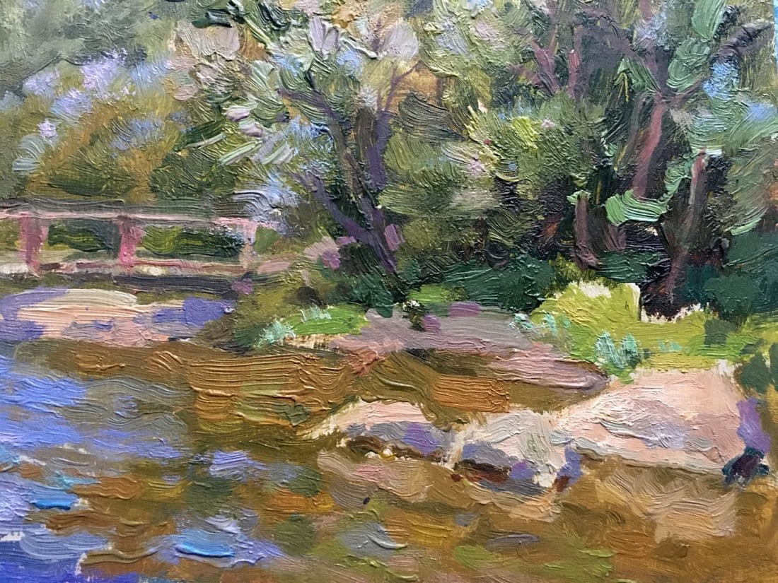 Oil painting Bridge over river Batrakov Vladimir Grigorievich - 7