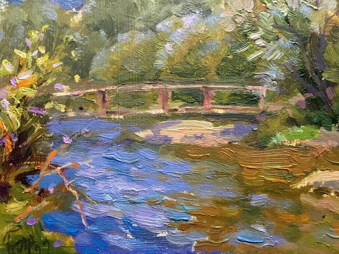 Oil painting Bridge over river Batrakov Vladimir Grigorievich - 8