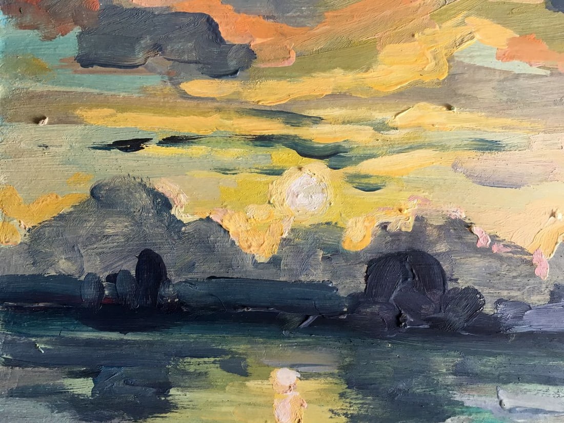 Oil painting Sunset on the river Svetlana Gramm - 5
