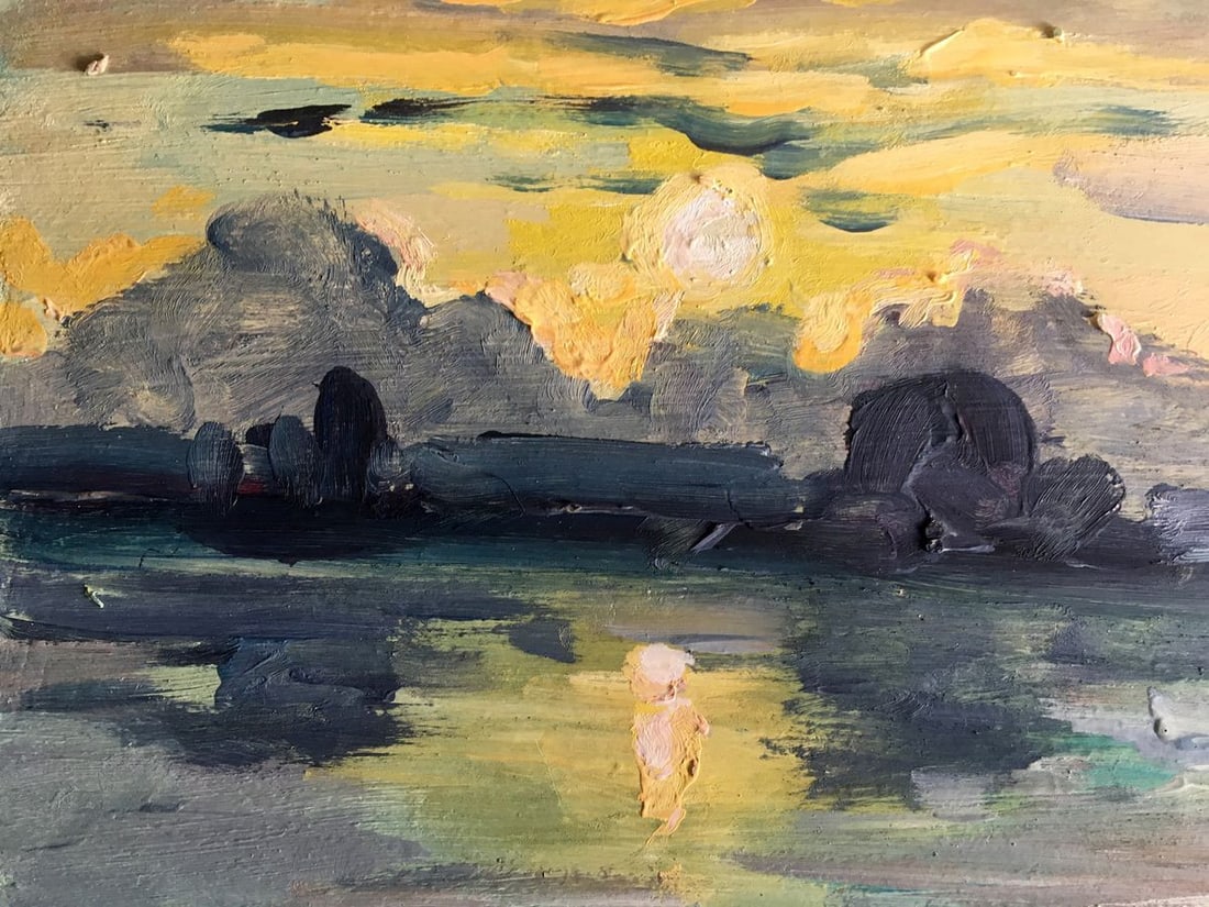 Oil painting Sunset on the river Svetlana Gramm - 6
