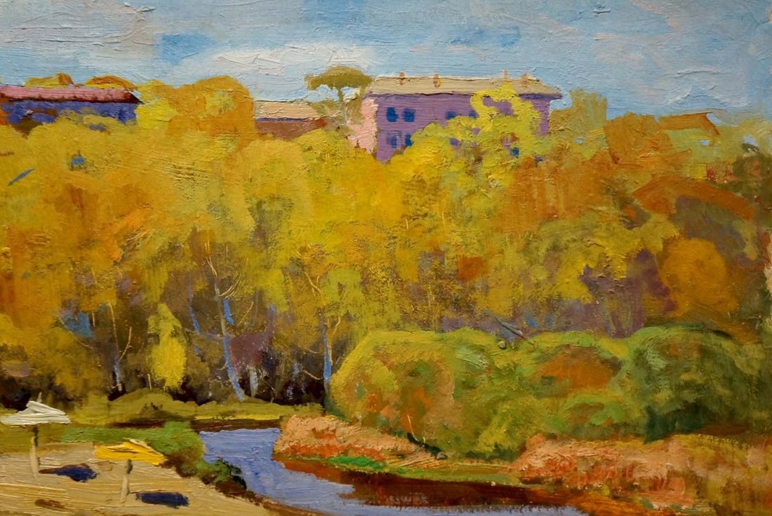 Oil painting Landscape overlooking the city Korostelev Vladimir Alexandrovich - 4