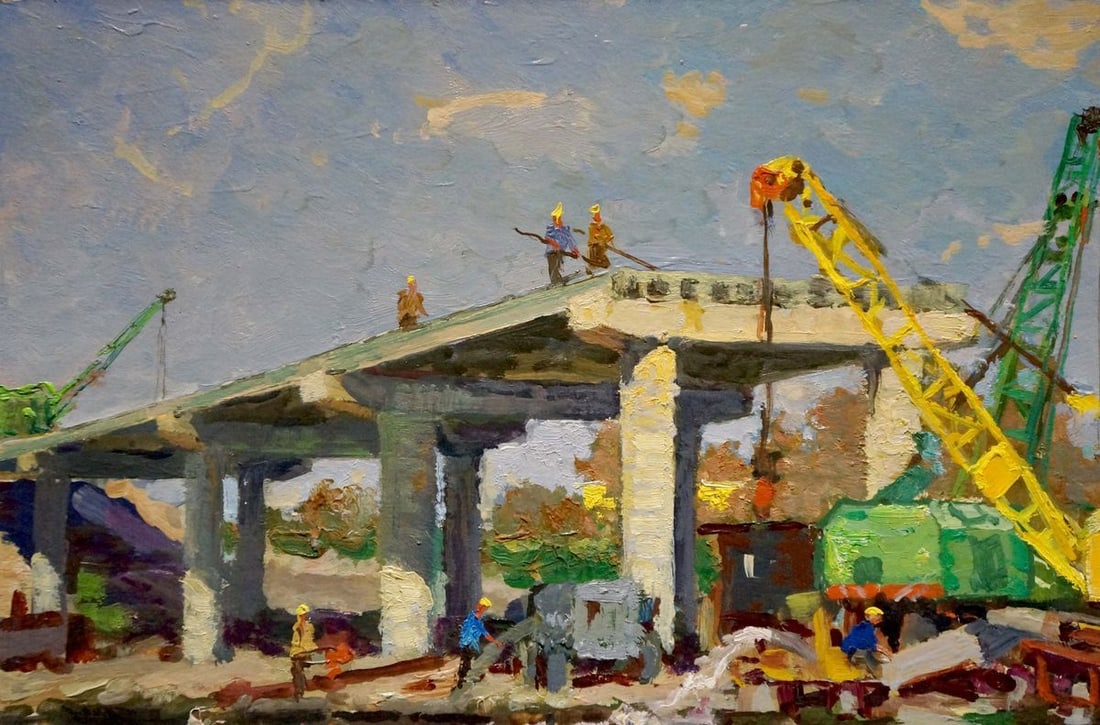 Oil painting Building construction Korygin Konstantin Nikolaevich - 3