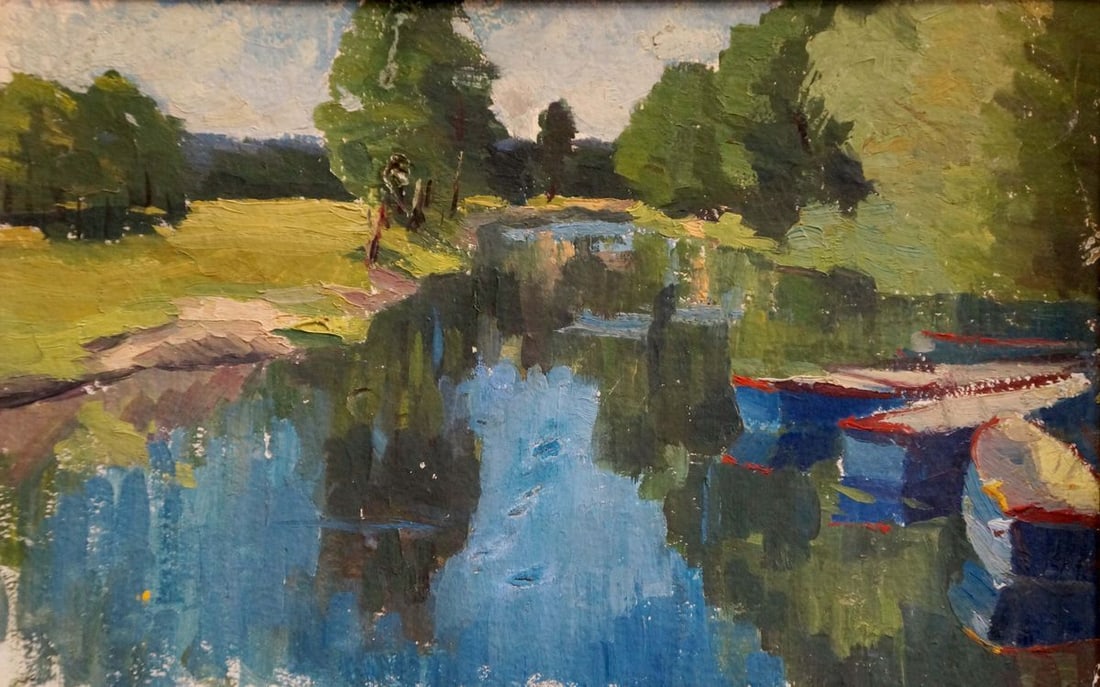 Oil painting River landscape - 2