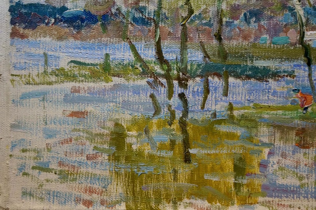 Oil painting Children by the pond Sevastyanov Viktor Grigorievich - 2