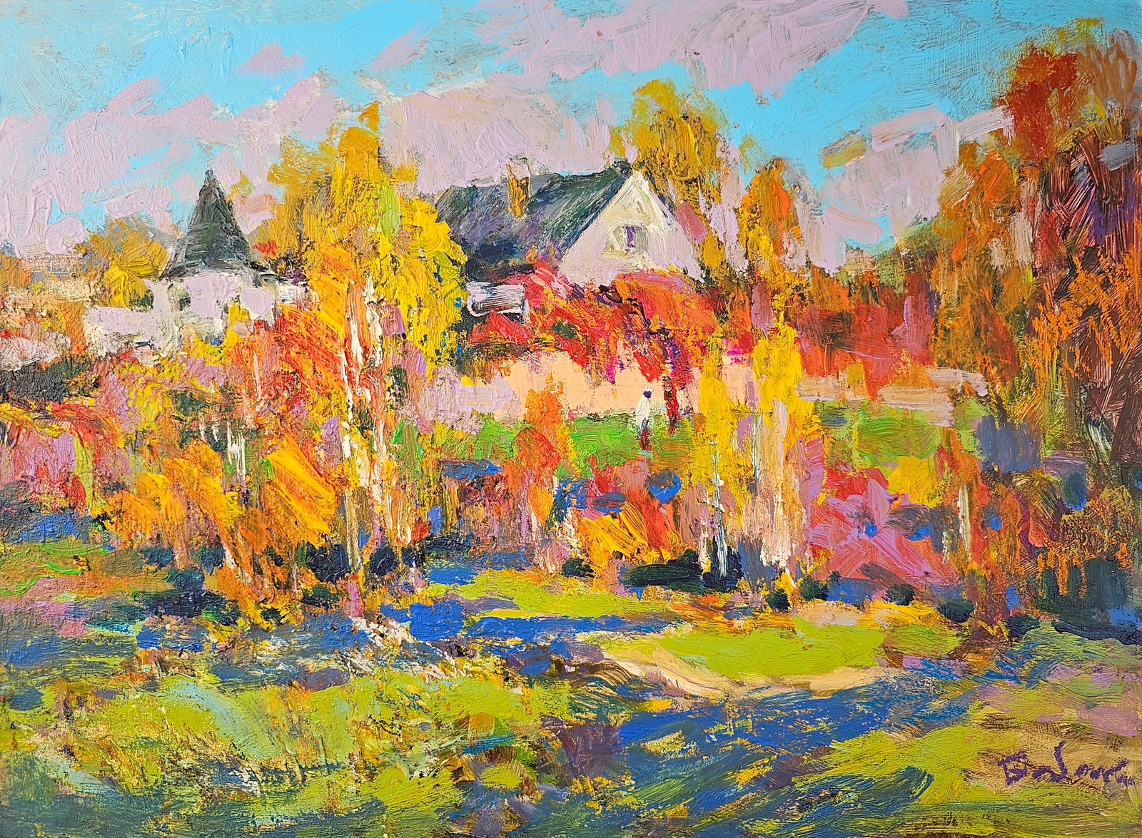 Acrylic painting October has arrived Vyacheslav Petrovich Babac: Title: Acrylic painting October has arrived Vyacheslav Petrovich Babac Description: 420BA Painter: Vyacheslav Petrovick Babac Size: 32x44 cm/ 12.59x17.32 inches Components: Acrylic, cardboard Original