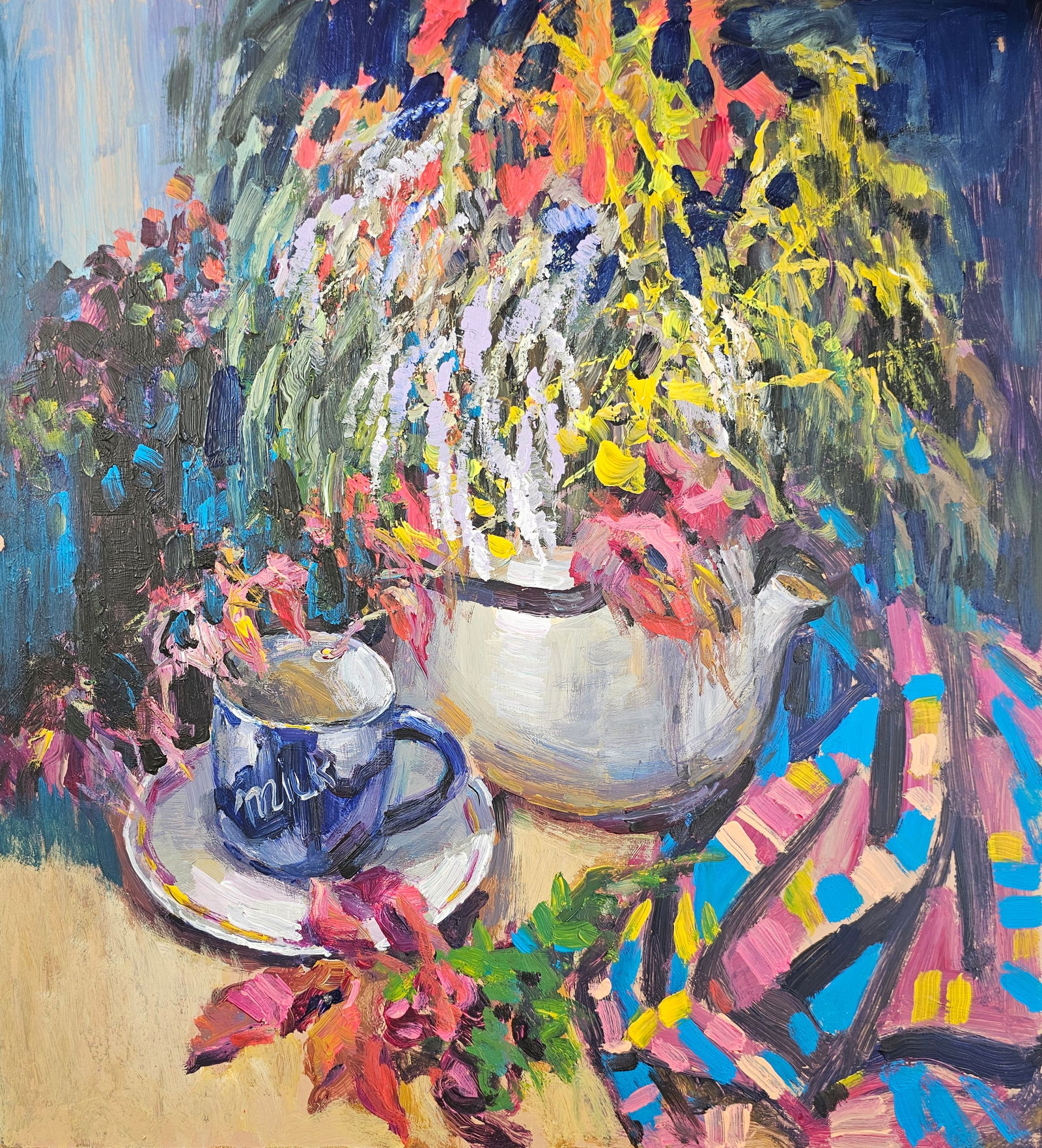 Acrylic painting still life with autumn flowers Vyacheslav Petrovich Babac (1 of 10)