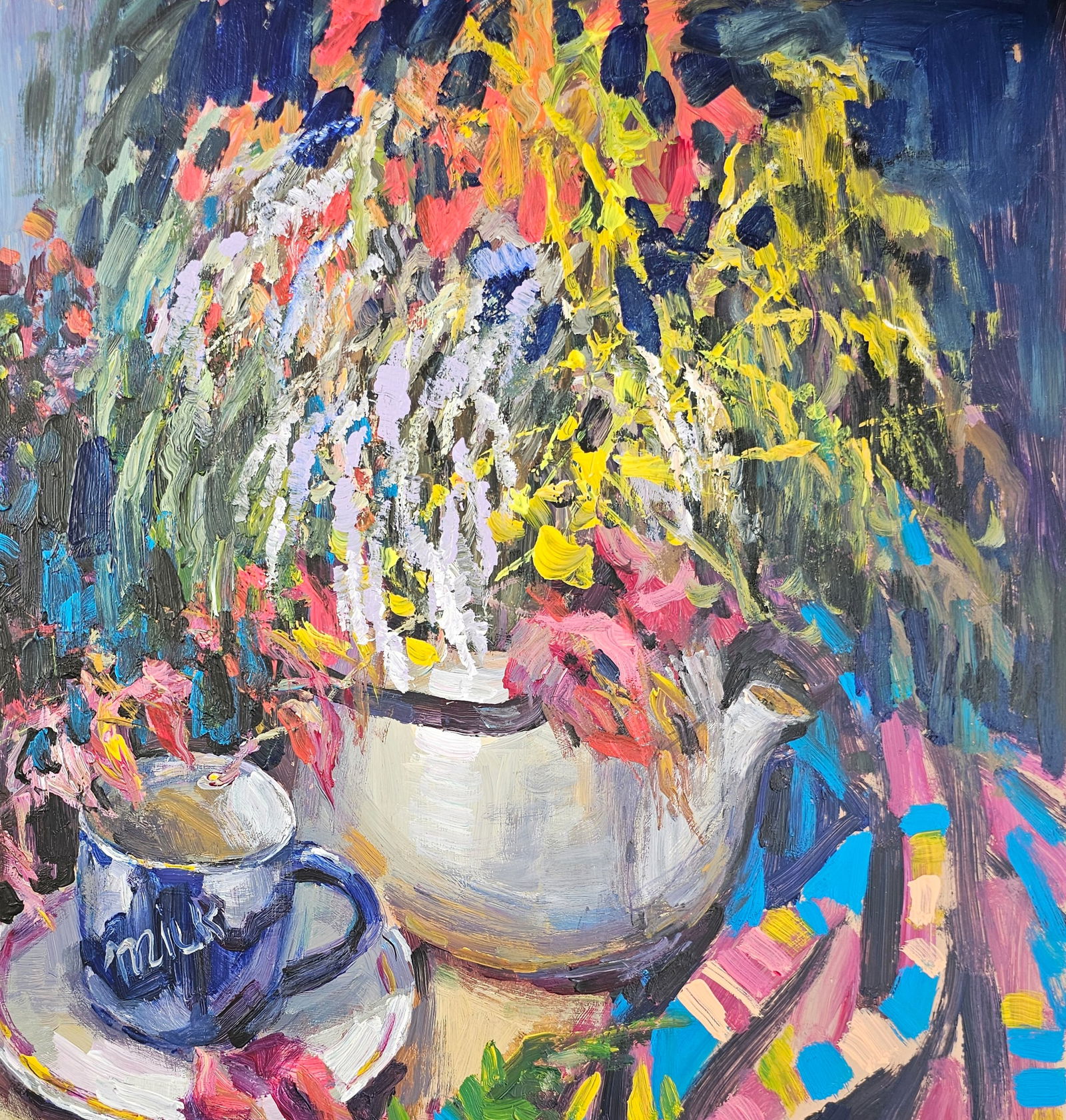 Acrylic painting still life with autumn flowers Vyacheslav Petrovich Babac - 4