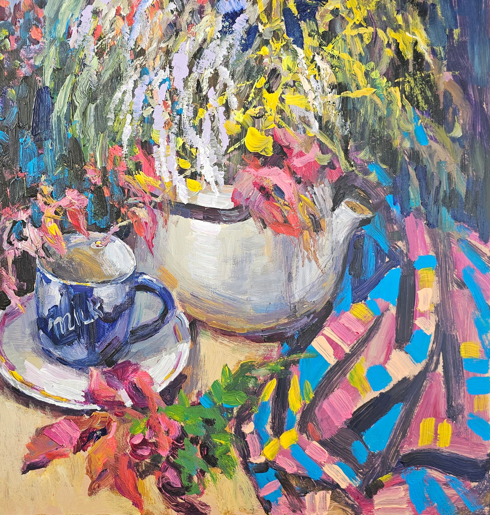 Acrylic painting still life with autumn flowers Vyacheslav Petrovich Babac - 6