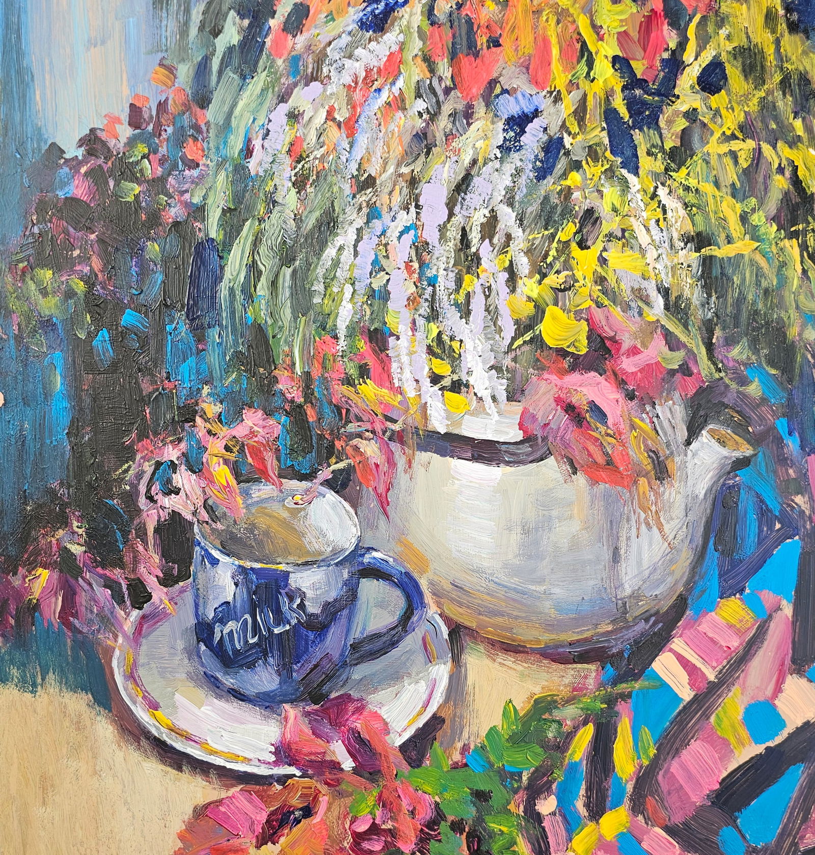 Acrylic painting still life with autumn flowers Vyacheslav Petrovich Babac - 8