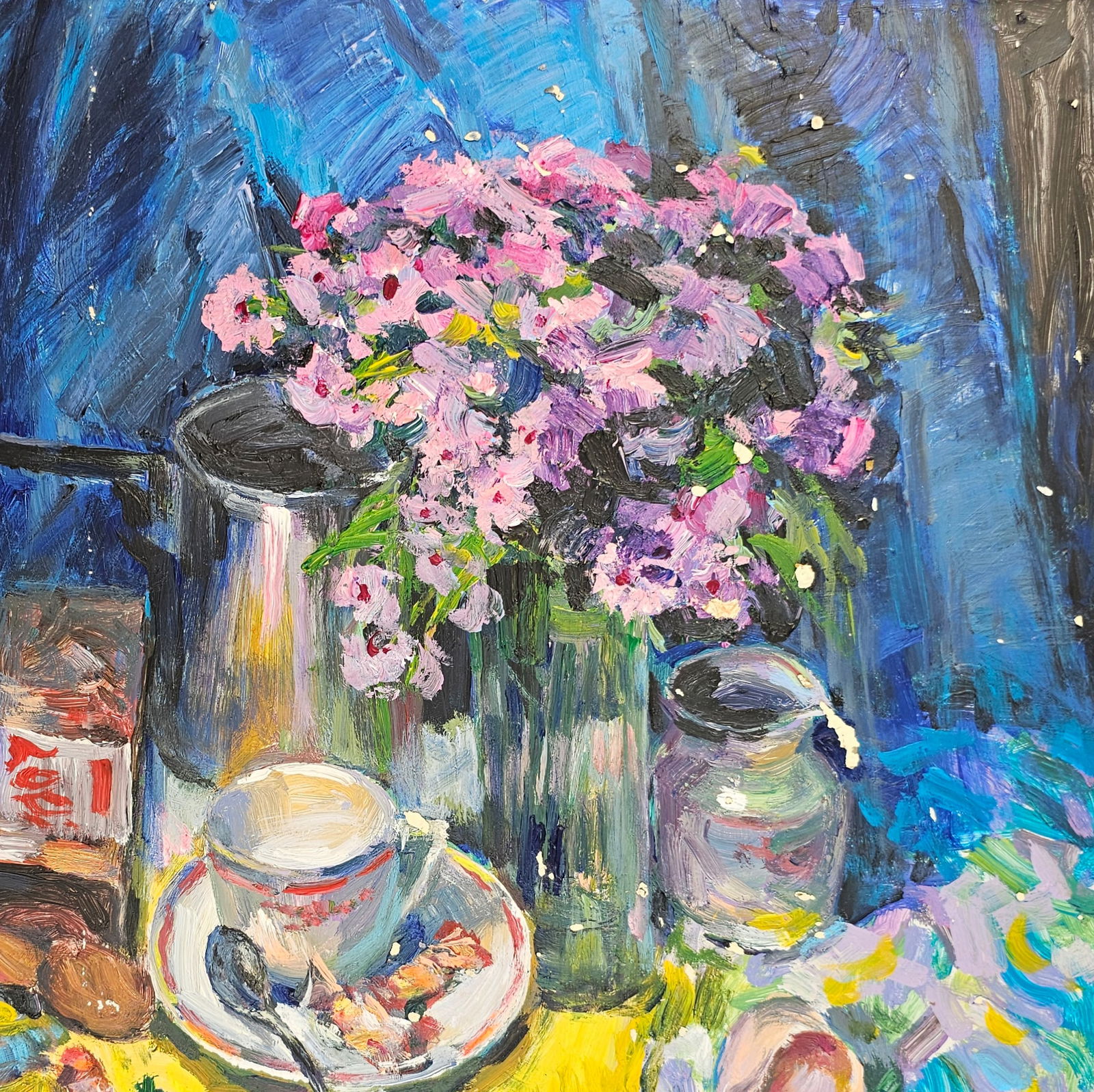 Acrylic painting we will drink coffee Vyacheslav Petrovich Babac - 4