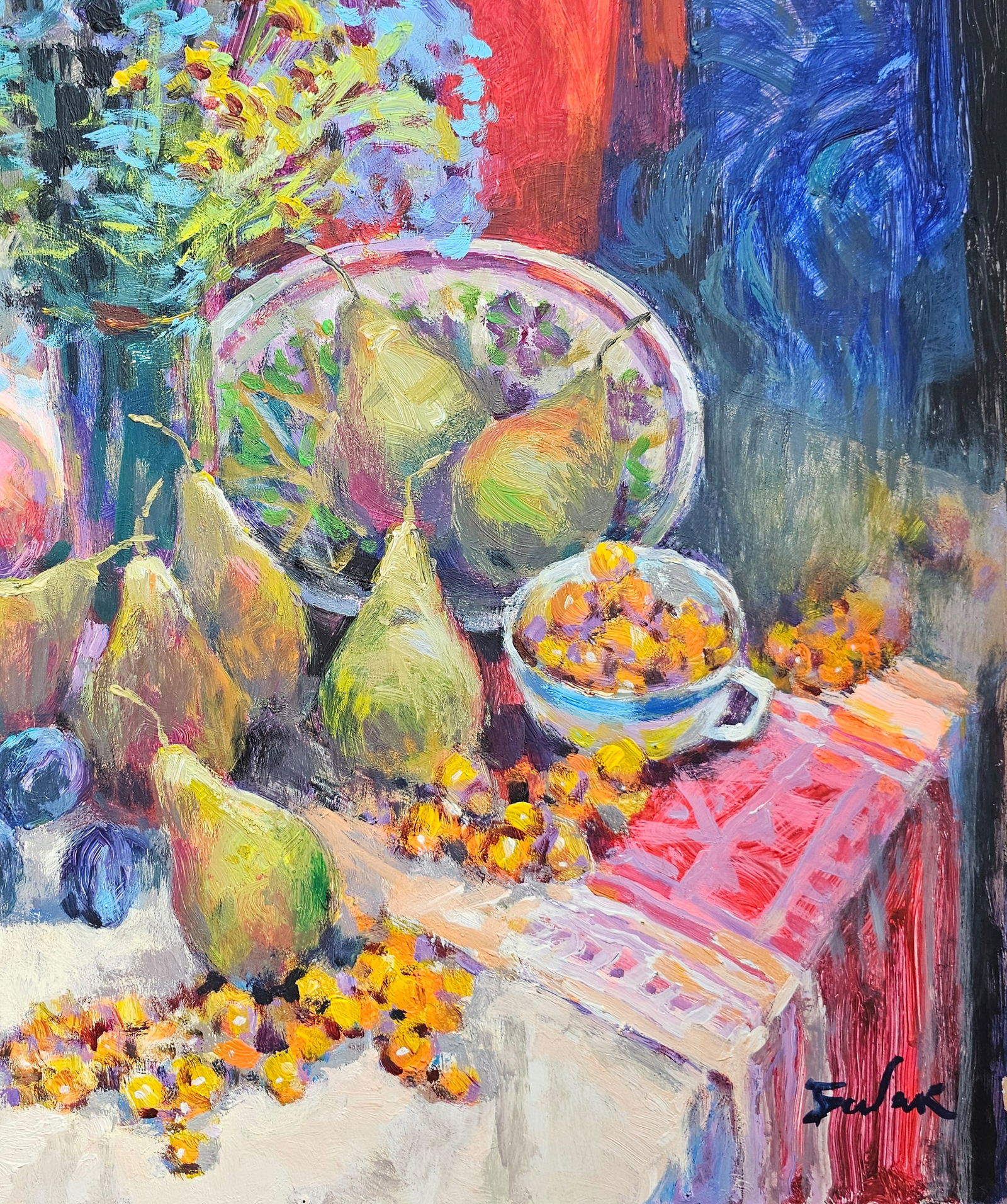 Acrylic painting still life with pears Vyacheslav Petrovich Babac - 6