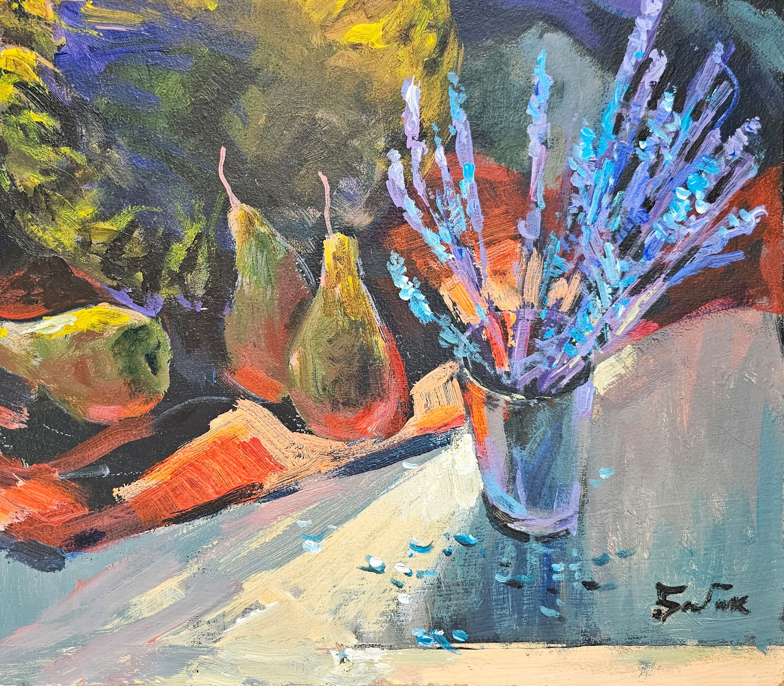 Acrylic painting still life with sunflowers Vyacheslav Petrovich Babac - 6