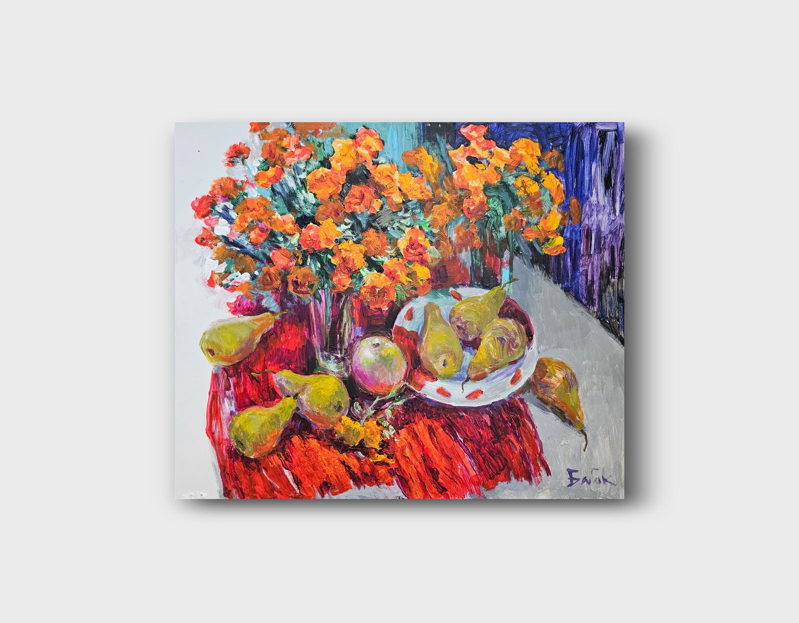 Acrylic painting still life with marigolds Vyacheslav Petrovich Babac - 10
