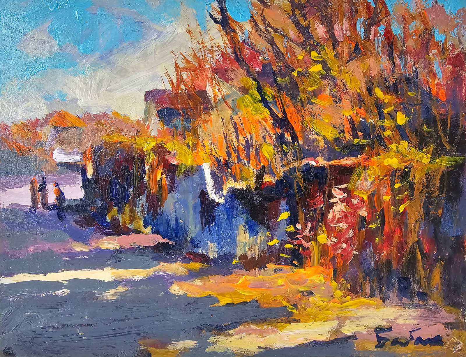 Acrylic painting at the cottage Vyacheslav Petrovich Babac: Title: Acrylic painting at the cottage Vyacheslav Petrovich Babac Description: 445BA Painter: Vyacheslav Petrovick Babac Size: 18x23 cm/ 7.08x9.05 inches Components: Acrylic, cardboard Original painti