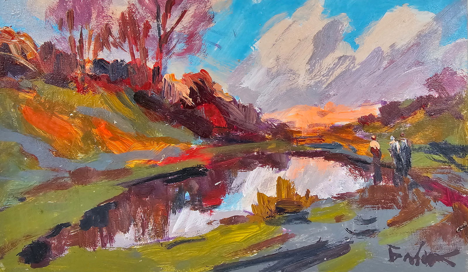 Acrylic painting by the lake Vyacheslav Petrovich Babac - 3