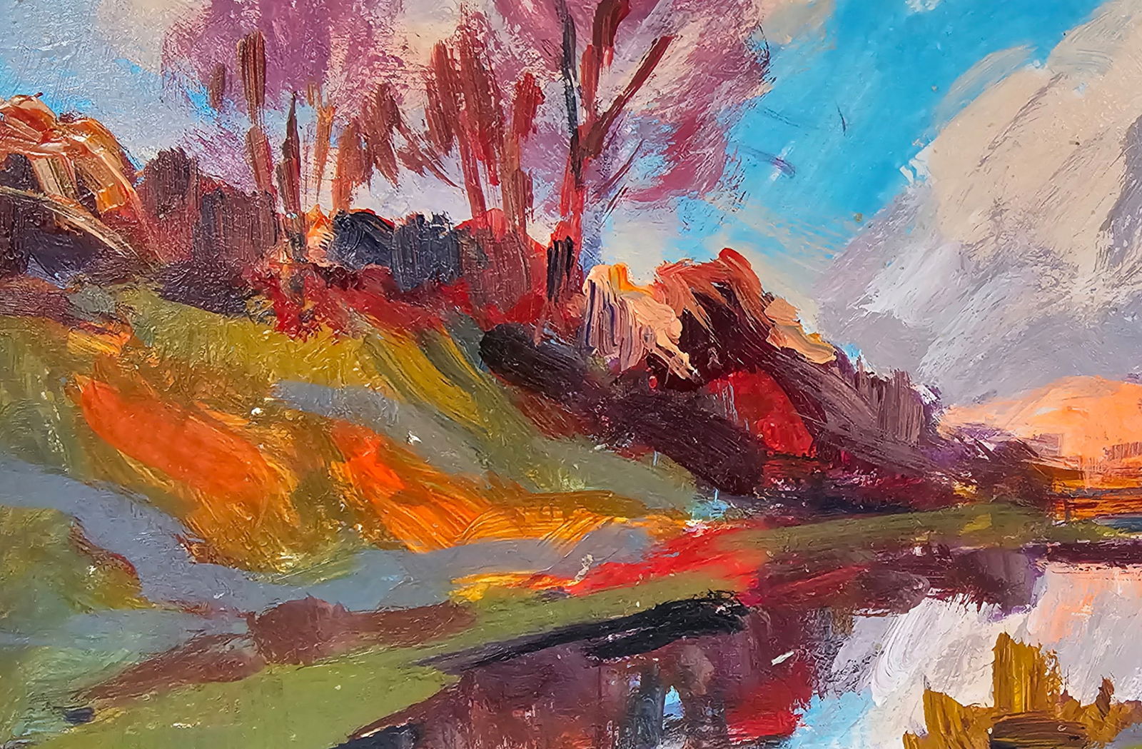 Acrylic painting by the lake Vyacheslav Petrovich Babac - 4