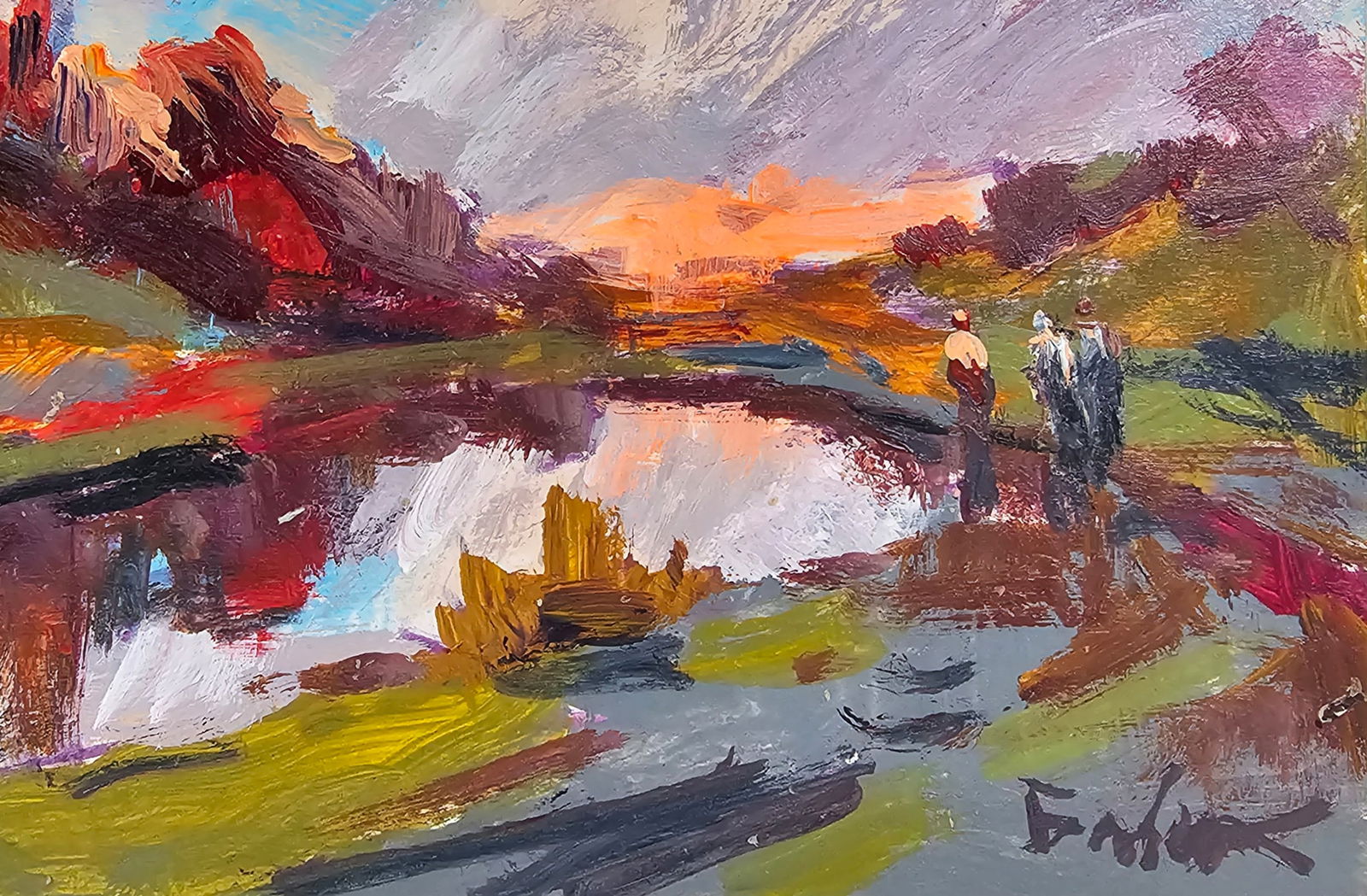 Acrylic painting by the lake Vyacheslav Petrovich Babac - 7