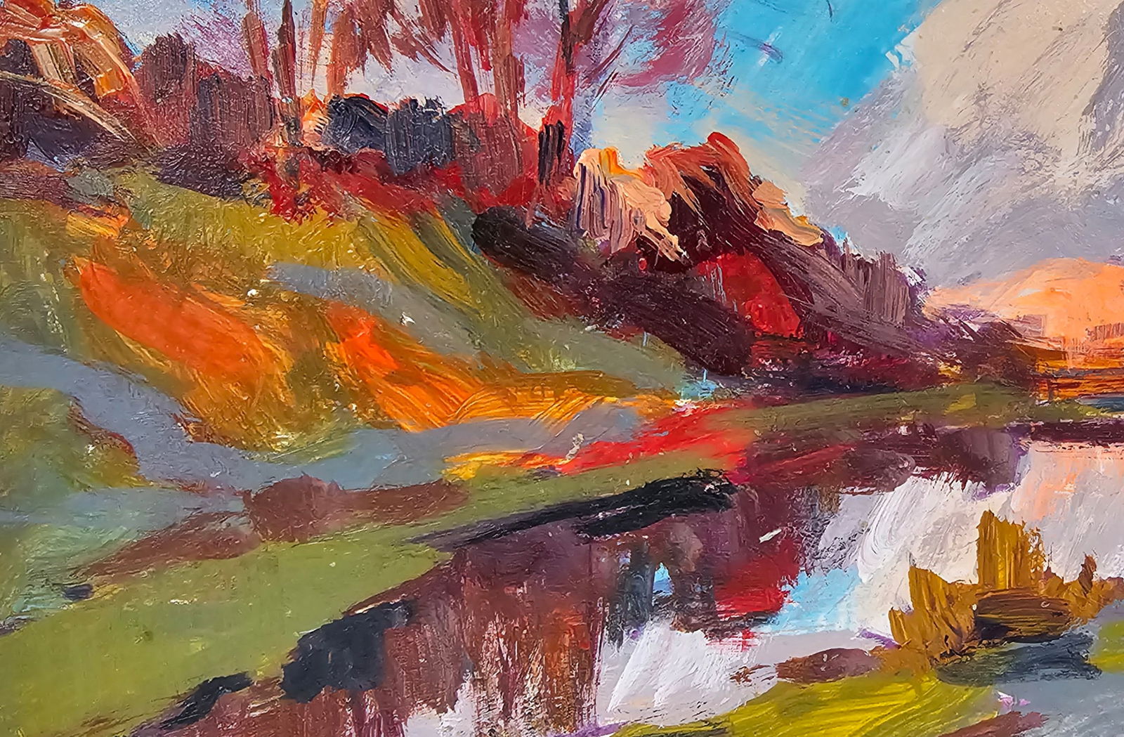 Acrylic painting by the lake Vyacheslav Petrovich Babac - 9