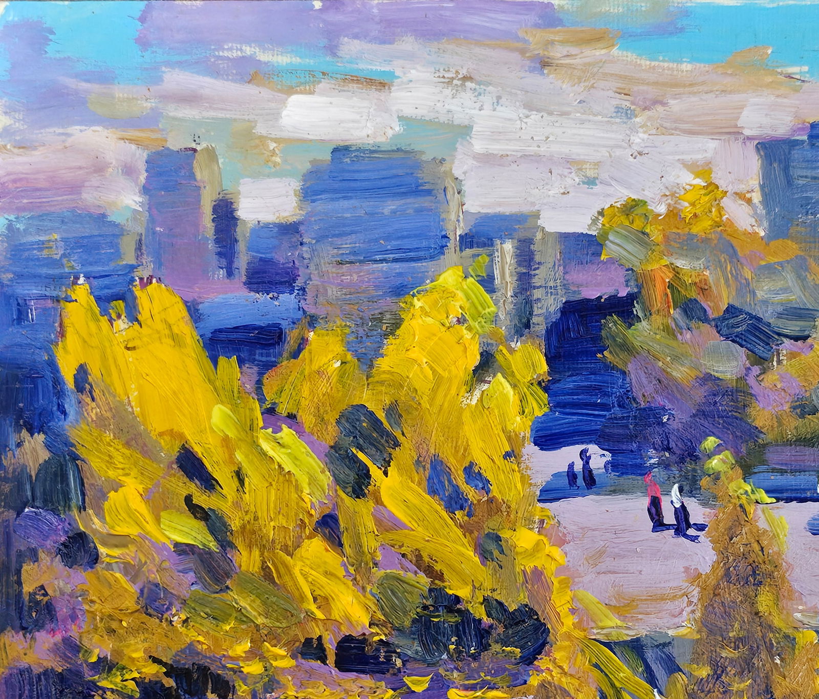 Acrylic painting Autumn in the city Vyacheslav Petrovich Babac - 3