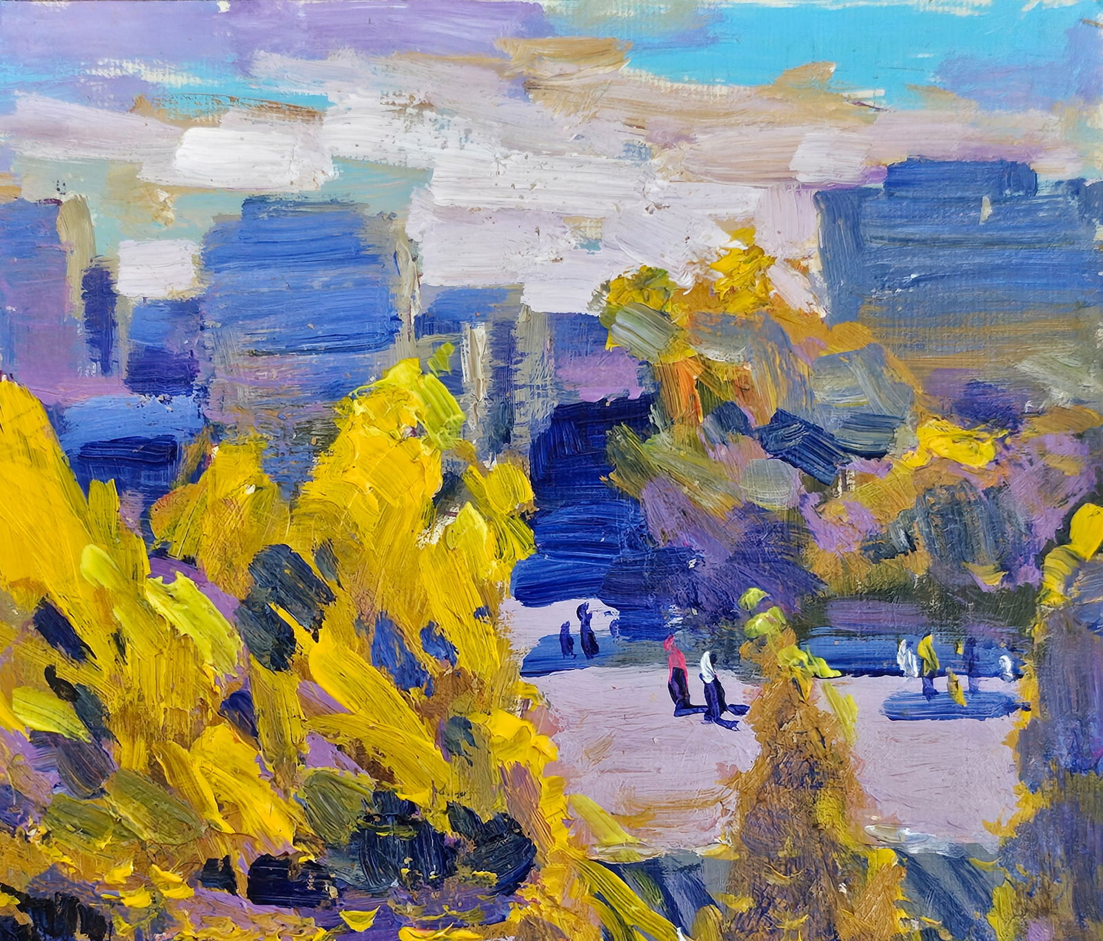 Acrylic painting Autumn in the city Vyacheslav Petrovich Babac - 4