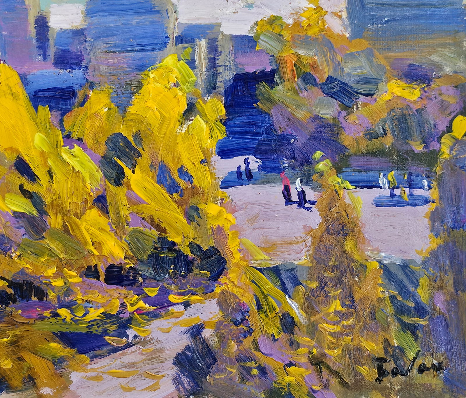 Acrylic painting Autumn in the city Vyacheslav Petrovich Babac - 6