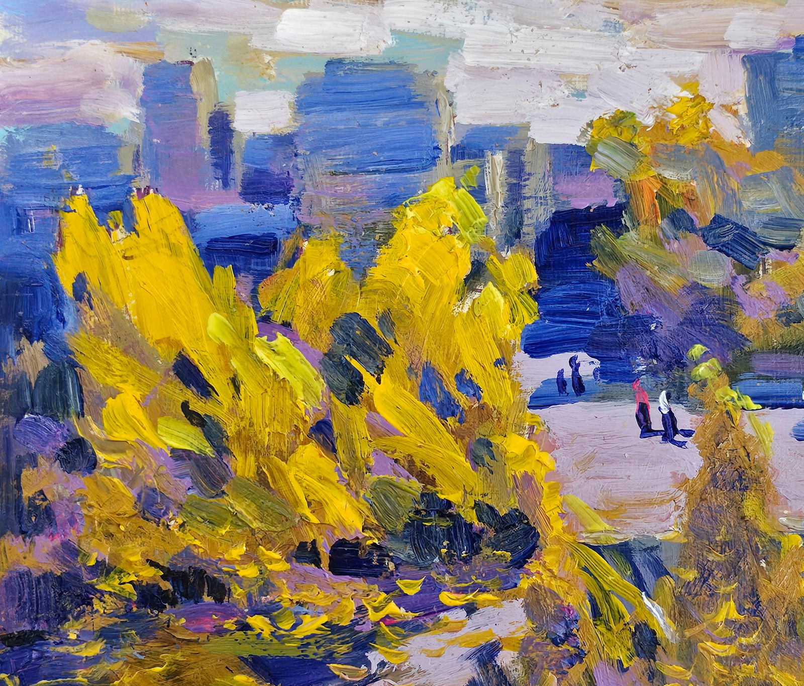 Acrylic painting Autumn in the city Vyacheslav Petrovich Babac - 8